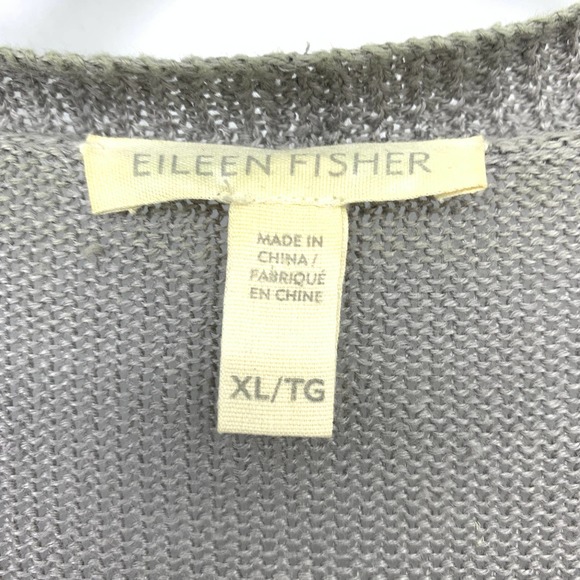 Eileen Fisher Women's Size XL Open Front 3/4 Sleeve Linen Cardigan Sweater Gray - Picture 5 of 6